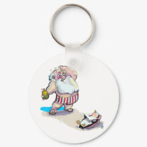santa and penguin keychains