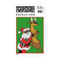 santa and raindeer tough postage