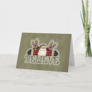 Santa and Reindeer Believe card