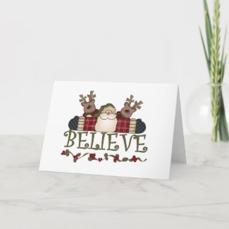 Santa and Reindeer Believe Card