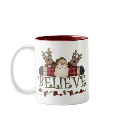 Santa and Reindeer Believe Coffee Mug by christmasshop
