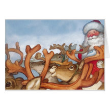 SANTA and Reindeer Card