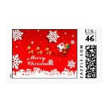 Santa and Reindeer Christmas Greeting Stamp