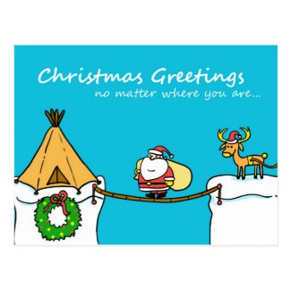 Santa and Reindeer Christmas Greeting Postcard