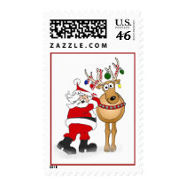 Santa and reindeer friend! postage