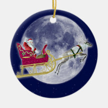 Santa and reindeer ornament