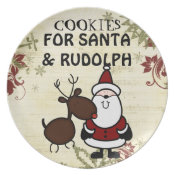 santa and rudolph cookie plate