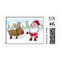 Santa and Rudolph postage