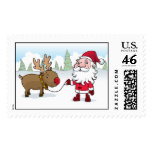 Santa and Rudolph postage postage
