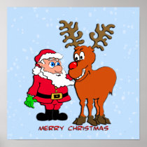 Santa and Rudolph Poster