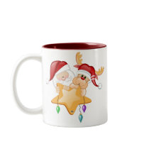 Santa and Rudy Star Coffee Mugs