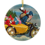 Santa and the Sidecar Christmas Tree Ornaments