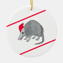 Santa Armadillo Christmas (white background) Ornaments