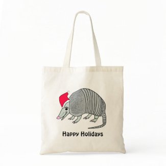 Santa Armadillo Happy Holidays Tote Tote Bags