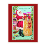 Santa asking for Christmas list Postcard