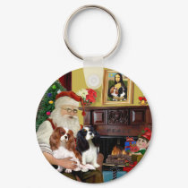 Santa At Home  Cavalier King Charles (two) keychains