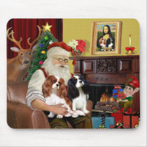 Santa At Home  Cavalier King Charles (two) mousepads