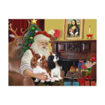 Santa At Home  Cavalier King Charles (two) postcards