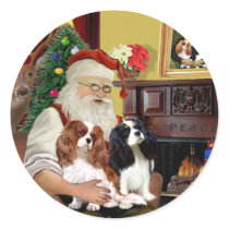 Santa At Home  Cavalier King Charles (two) stickers