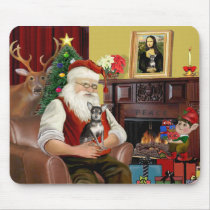 Santa At Home - Chihuahua (Blue-Cream) mousepads by dogartchristmasgifts Santa At Home - Chihuahua (Blue-Cream) mousepads