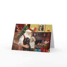 Santa At Home - Cocker Spaniels (two) card