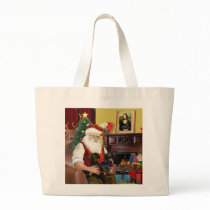Santa At Home - Dachshunds (2 black) bags by dogartchristmasgifts Santa At Home - Dachshunds (2 black) bags