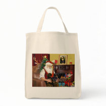 Santa At Home - Dachshunds (2 black) bags by dogartchristmasgifts Santa At Home - Dachshunds (2 black) bags