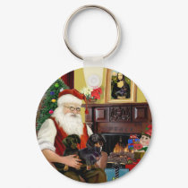 Santa At Home - Dachshunds (2 black) keychains