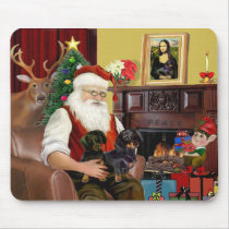 Santa At Home - Dachshunds (2 black) mousepads