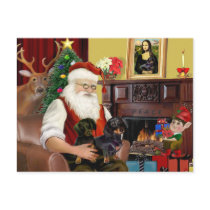 Santa At Home - Dachshunds (2 black) postcards