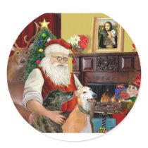 Santa At Home Greyhounds (two) stickers