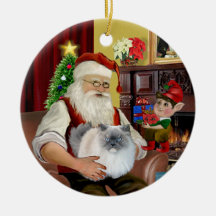 Santa at Home - Himalayan cat (#5 - blue cream) Christmas Tree Ornament