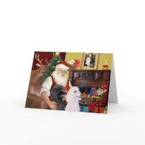 Santa At Home - Poodles (2 Standard) cards by dogartchristmasgifts Santa At Home - Poodles (2 Standard) cards