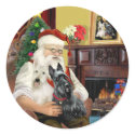 Santa At Home - Scottish Terriers (two) - Santa stickers by dogartchristmasgifts Santa At Home - Scottish Terriers (two) - Santa stickers