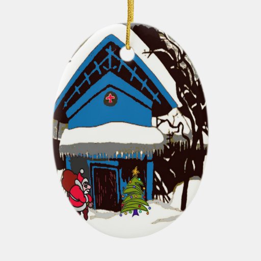 Santa at Swiss Chalet Christmas Ornament Zazzle