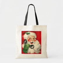 Santa at the Phone Canvas Bags