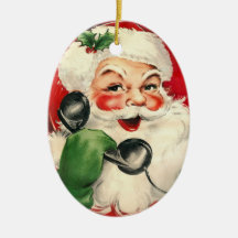 Santa at the Phone Christmas Ornaments