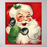 Santa at the Phone Poster