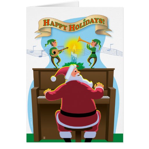 Santa at the Piano Holiday Card