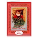 Santa at the window greeting cards