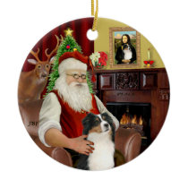 Santa-Aussie Shepherd (Tri 2) Ornament