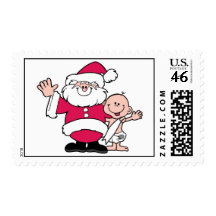 Santa & Baby Christmas Postage Stamp