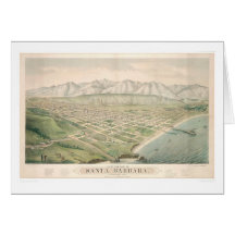Santa Barbara, CA. Panoramic Map 1877 (1581A) Card
