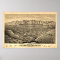 Santa Barbara California 1877 Panoramic Map Print