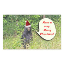 Santa Bear Wishing You a Merry Christmas Rectangle Sticker