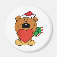 Santa Bear with Heart Refrigerator Magnets