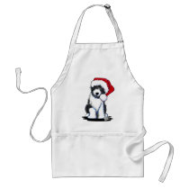 Santa Bearded Collie Dog Cards & Gifts aprons
