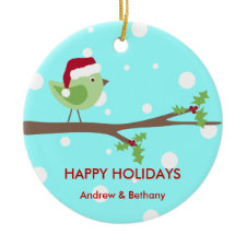 Santa Bird Happy Holidays Ornament ornament
