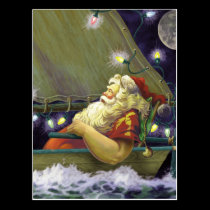 Santa Boat postcard postcards