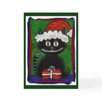 Santa BoBo - Black Cat Christmas greeting card (2) by folkartblonde Santa BoBo - Black Cat Christmas greeting card (2)